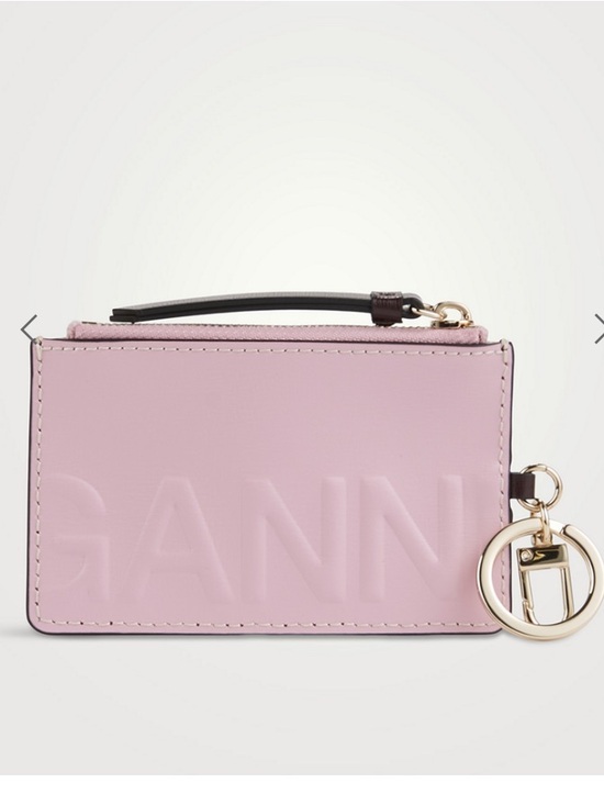 Ganni Handbags - New GANNI Banner Leather Coin Purse Credit Card Holder Pink Dark Brown/ Burgundy